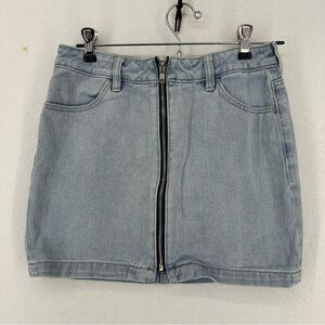 Kendall & Kylie Light Wash Denim Zipper Mini Skirt Womens 24 Blue